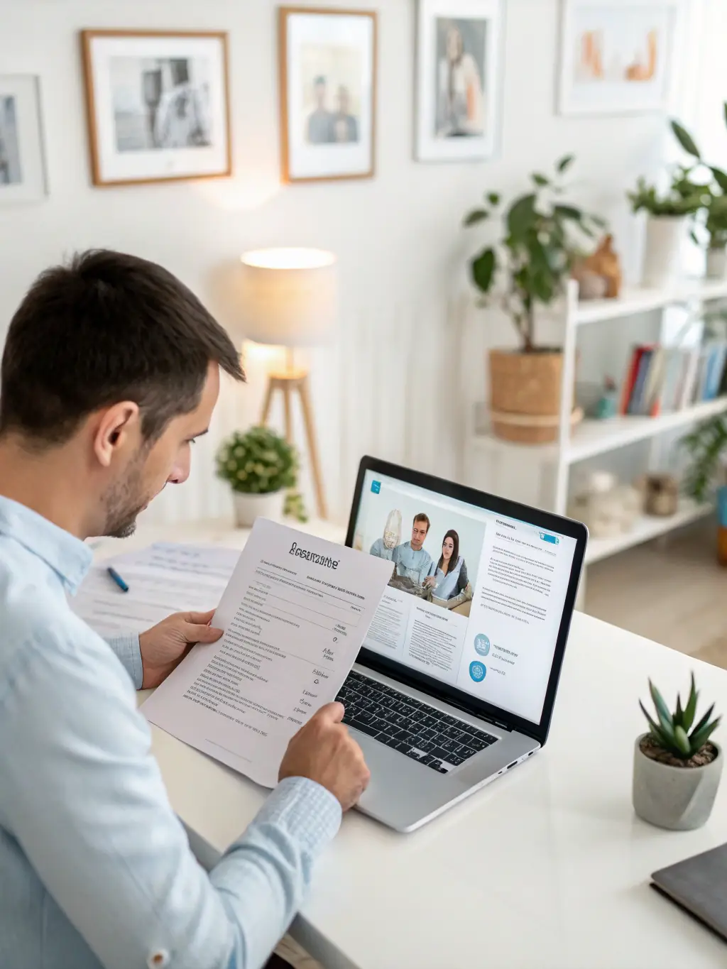 A professional staffing agency office with recruiters at work, reviewing resumes and conducting interviews, showcasing a busy and productive environment.