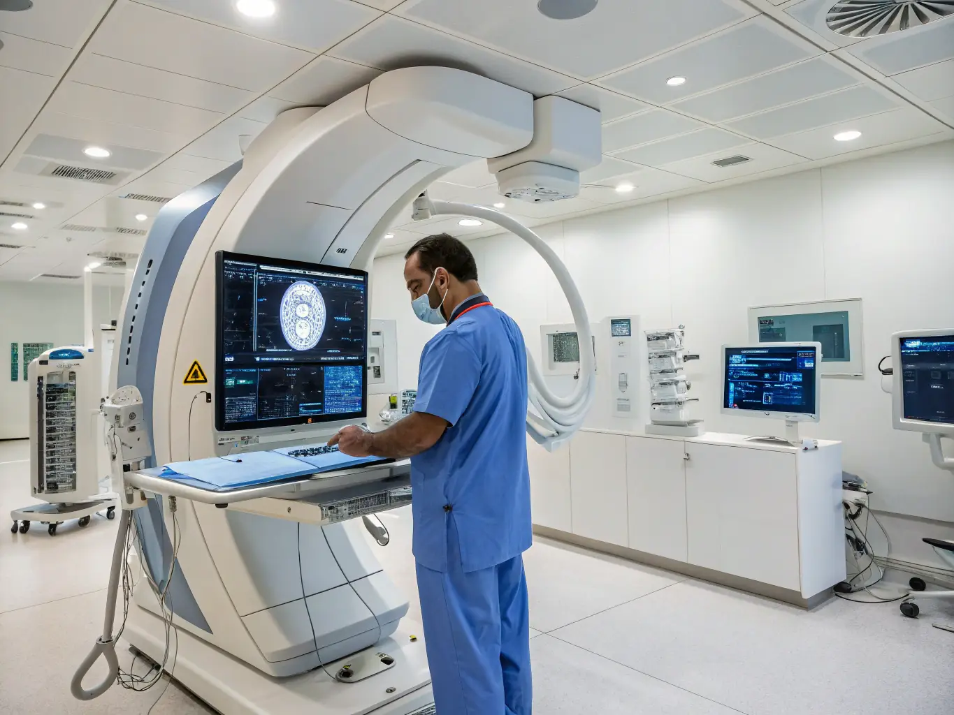 A doctor using advanced diagnostic equipment, illustrating the benefits of upgraded technology in a primary care setting.