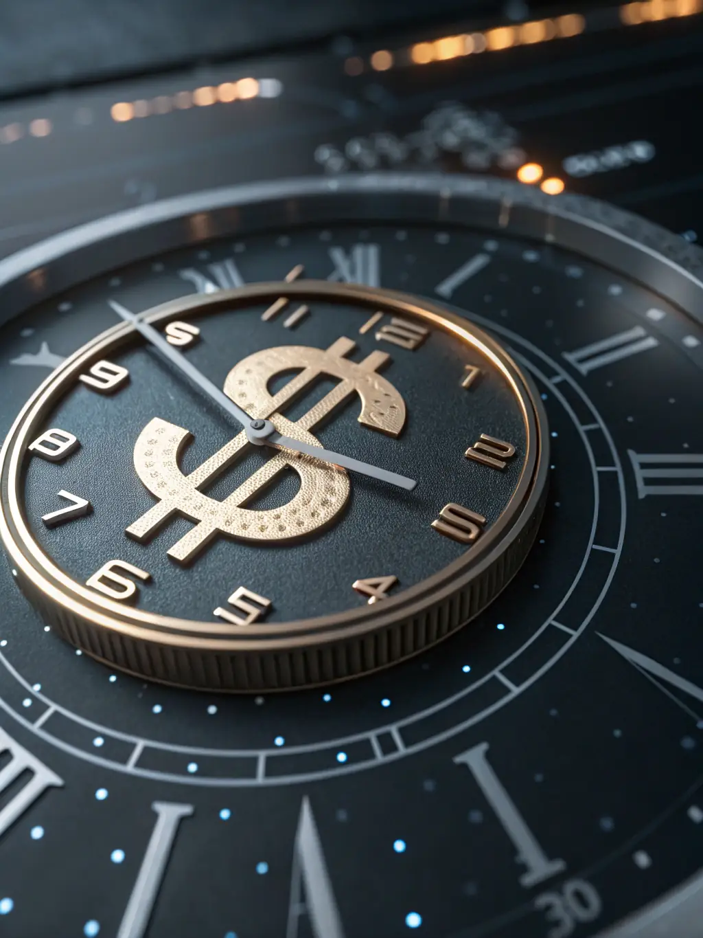 A digital illustration showing a clock with money symbols around it, representing quick and efficient funding approval processes.