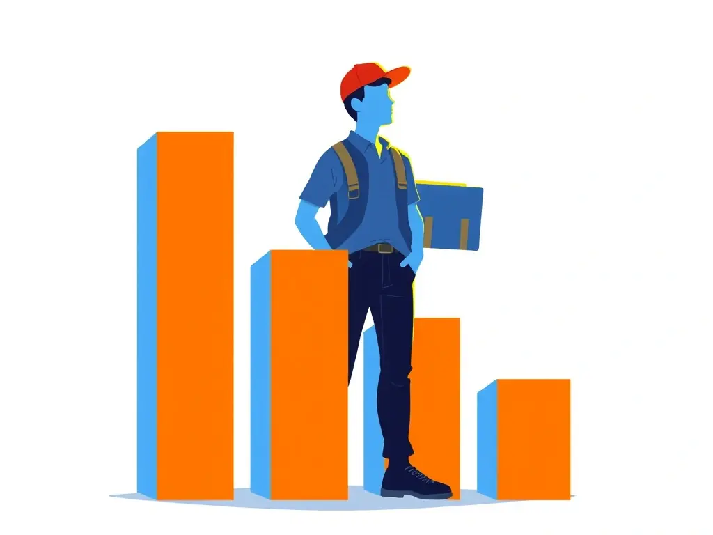 A digital illustration of a bar graph showing upward growth, with a shipping container icon incorporated into the design, representing business expansion.