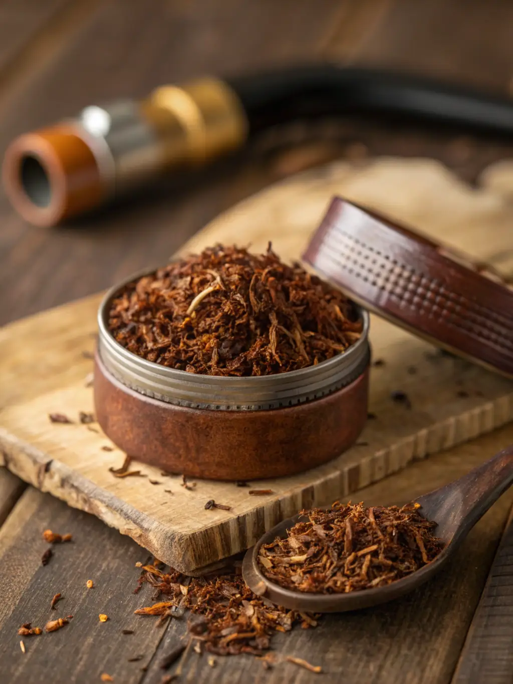 A close-up shot of various tobacco products like cigars, pipe tobacco, and rolling tobacco, highlighting the importance of diverse inventory.