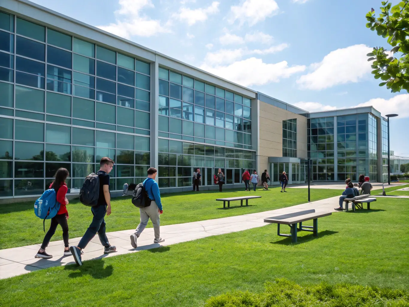 An image showcasing a successful education business, such as a learning center or school, with happy students and staff, illustrating the positive impact of OnDeckClone's funding.