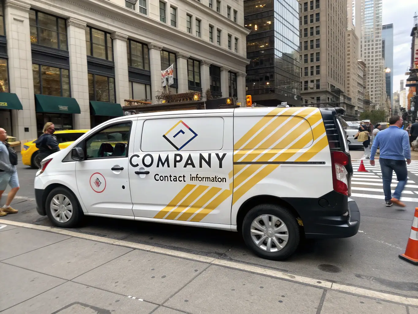 A security company vehicle parked outside a commercial building, symbolizing the need for equipment financing.