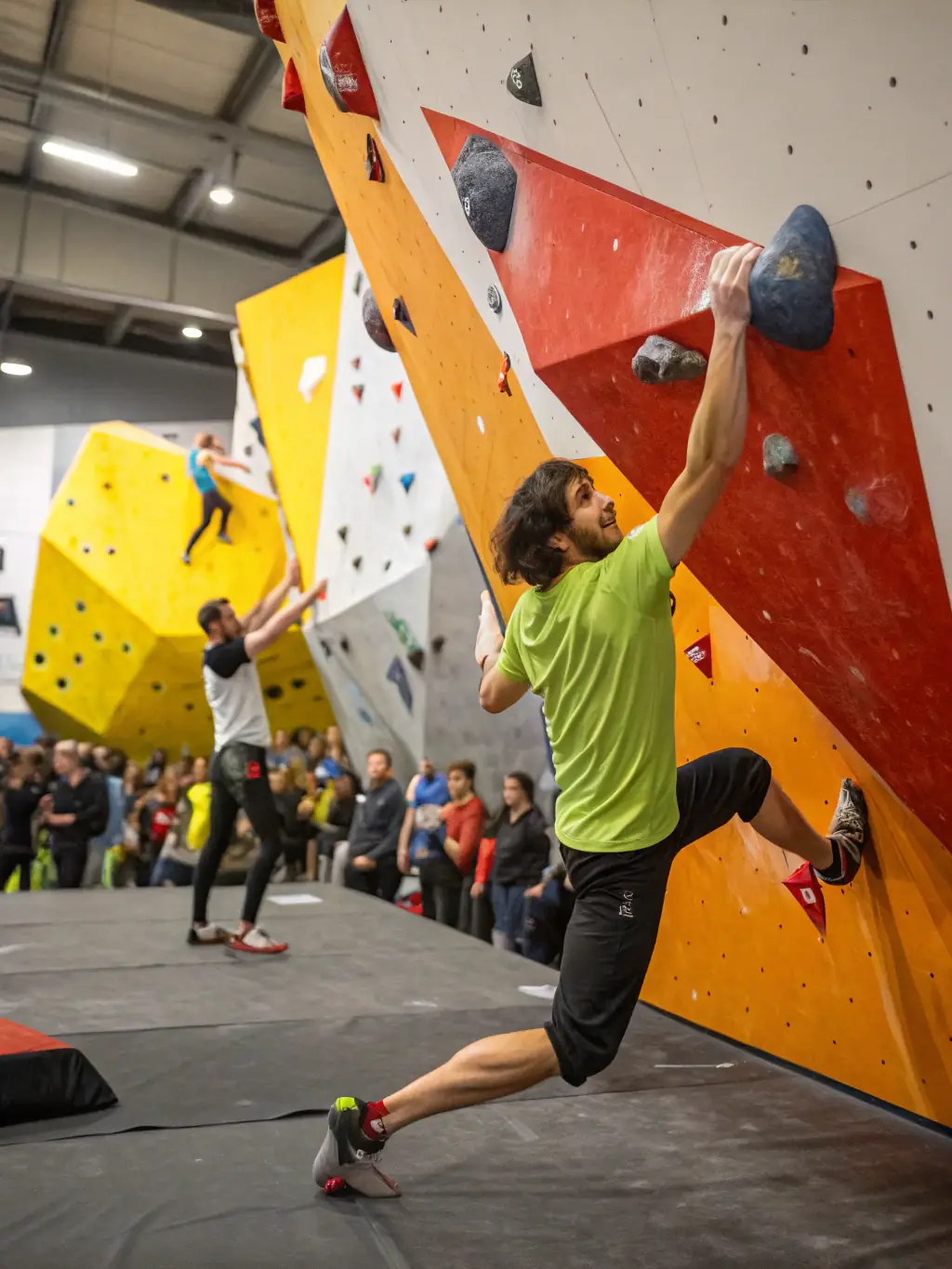 A vibrant image of a newly renovated climbing gym, showcasing modern equipment and happy climbers, symbolizing growth and investment in recreation.