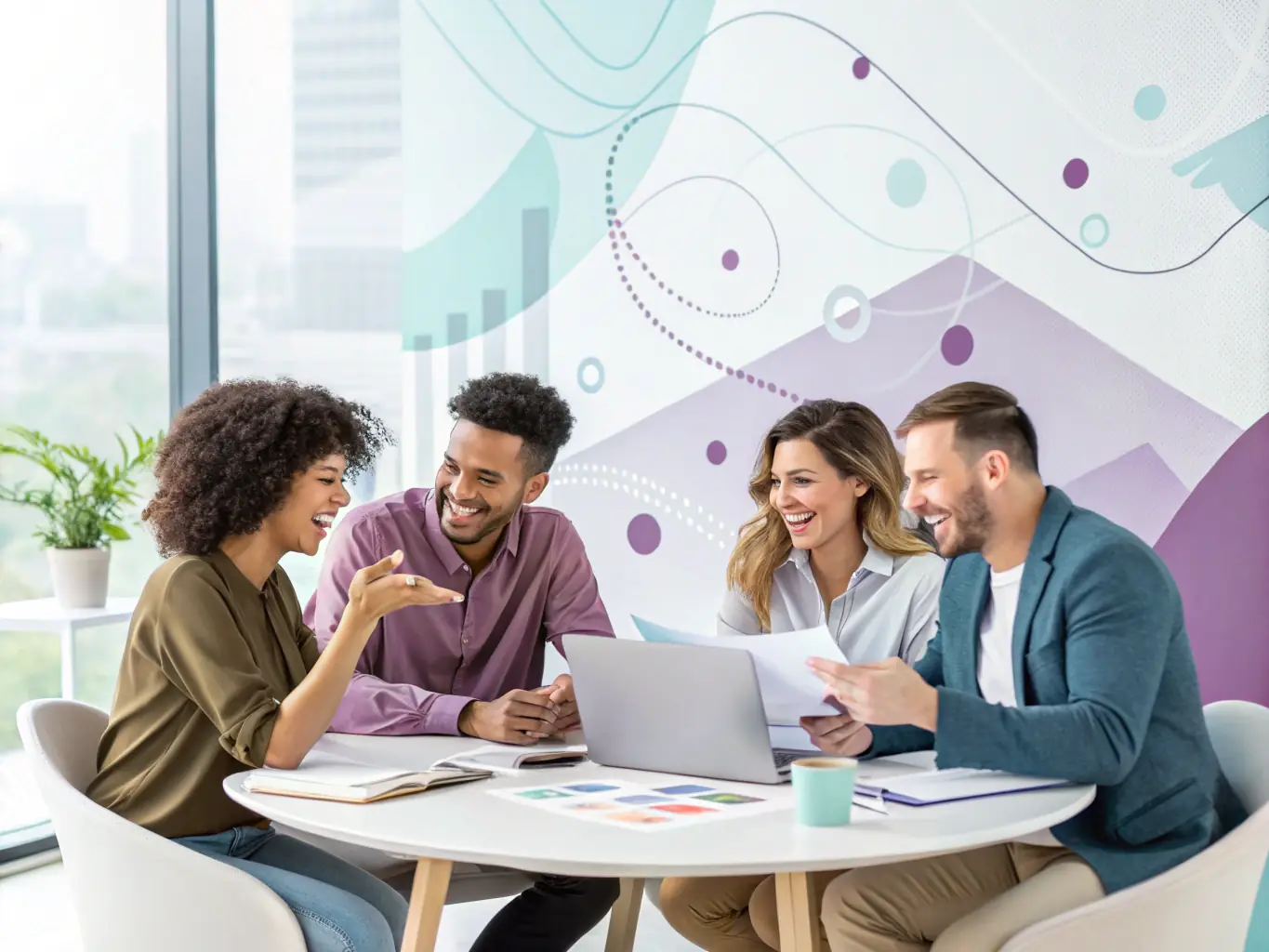 A diverse team of financial experts collaborating on funding strategies, representing Mulah's commitment to providing flexible and customized funding options.