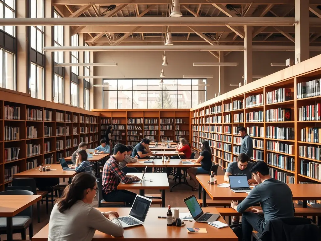 A newly renovated school library filled with books and computers, representing improved learning spaces through dedicated funding.