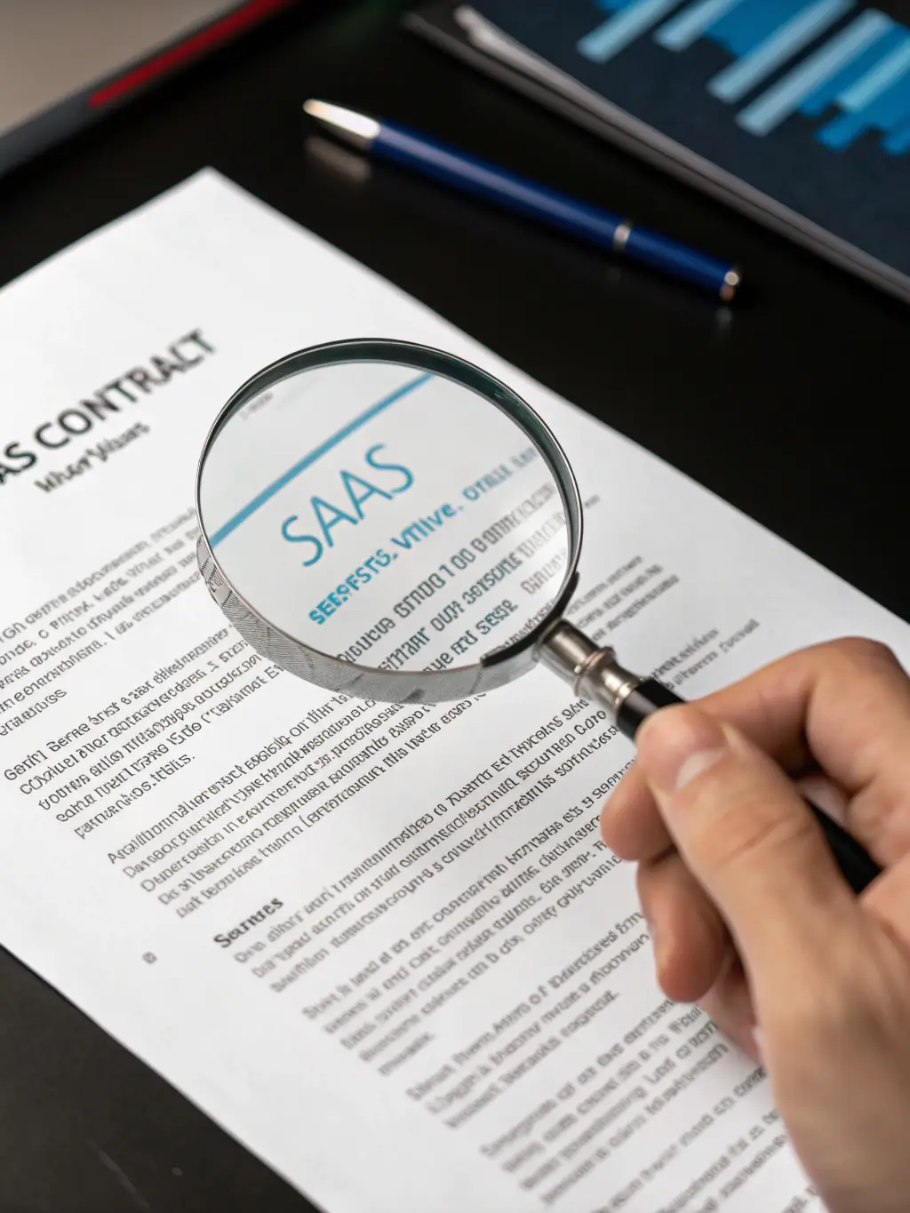 An image of a magnifying glass over fine print versus a clear, straightforward contract, highlighting the difference in transparency between Rapid Finance and Mulah.