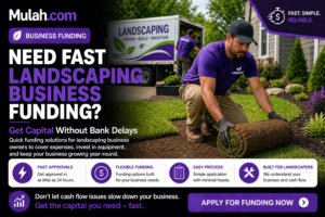 Landscaping crew working on yard representing fast funding solutions for landscaping businesses from Mulah