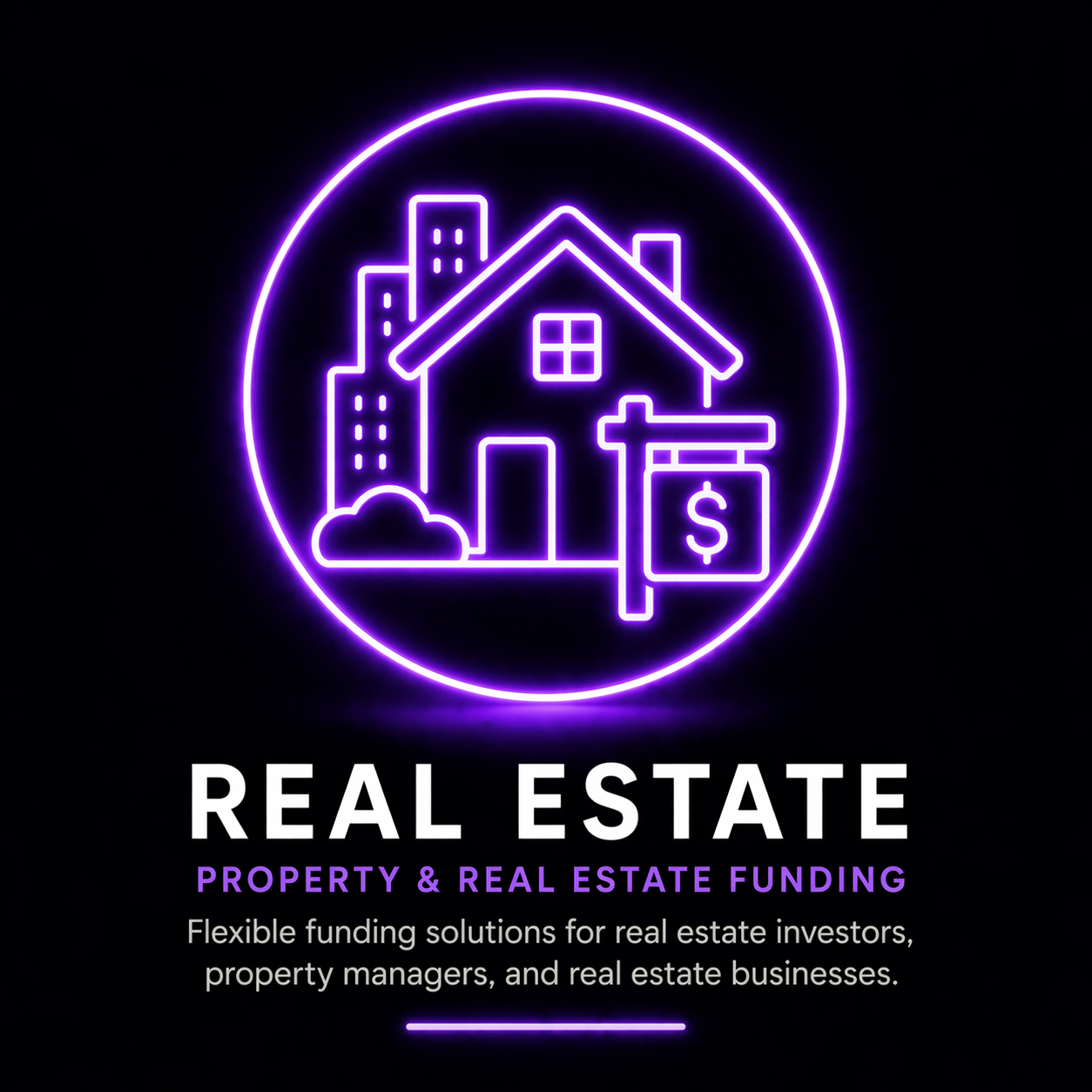 real estate business funding icon house property mulah financing investors property management capital neon icon