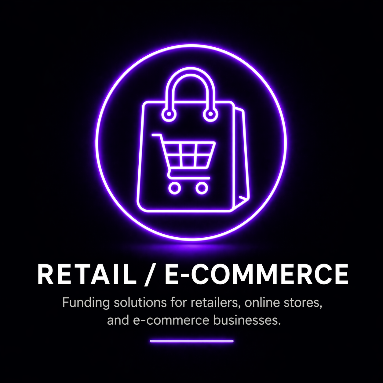 retail ecommerce business funding icon shopping bag mulah online store financing small business capital neon icon