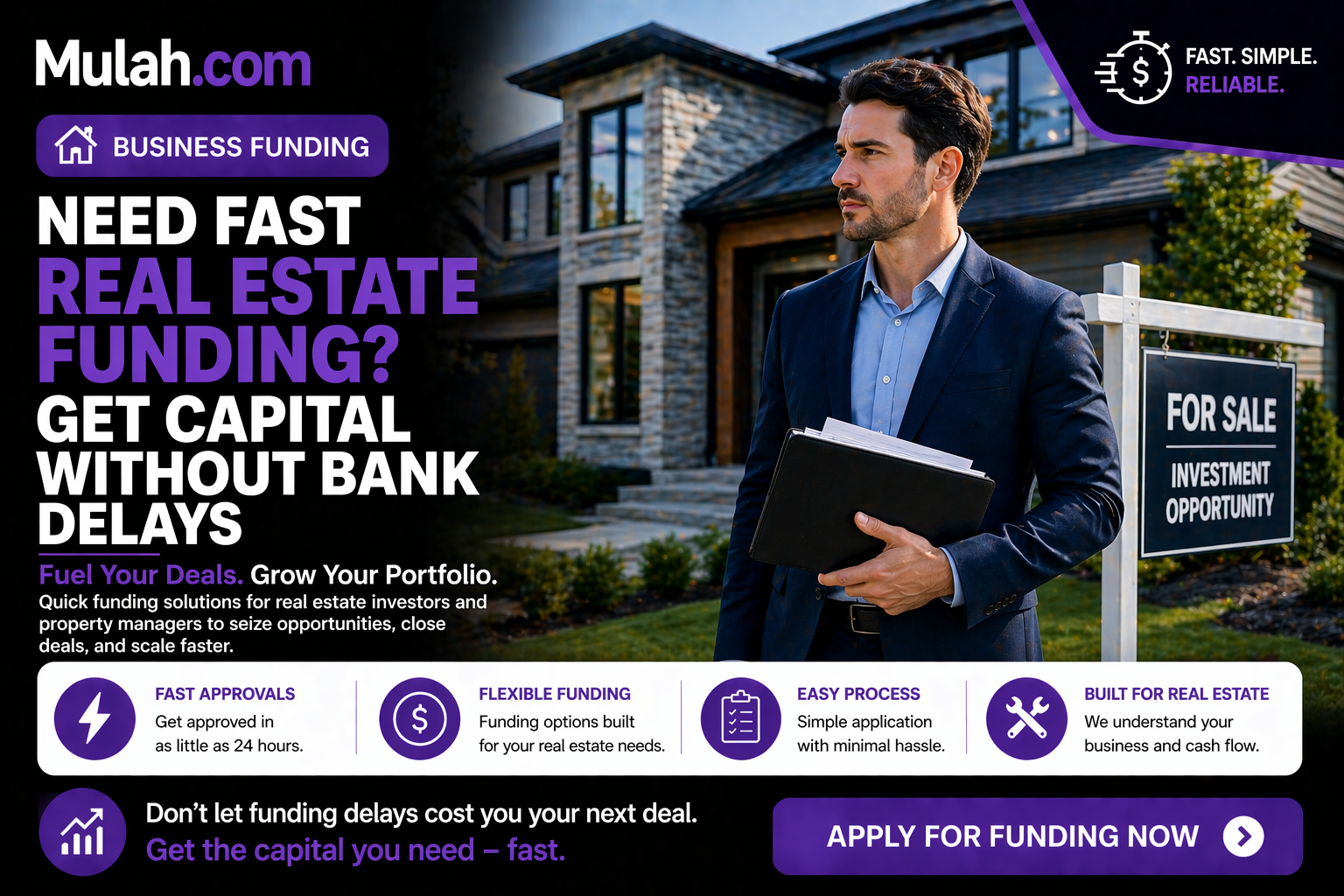 Real estate investor reviewing property representing fast funding solutions for real estate businesses from Mulah