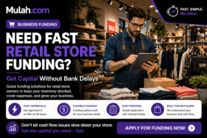 Retail store owner organizing inventory representing fast funding solutions for retail businesses from Mulah