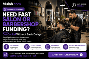 Barber cutting hair in barbershop representing fast funding solutions for salon and barbershop businesses from Mulah