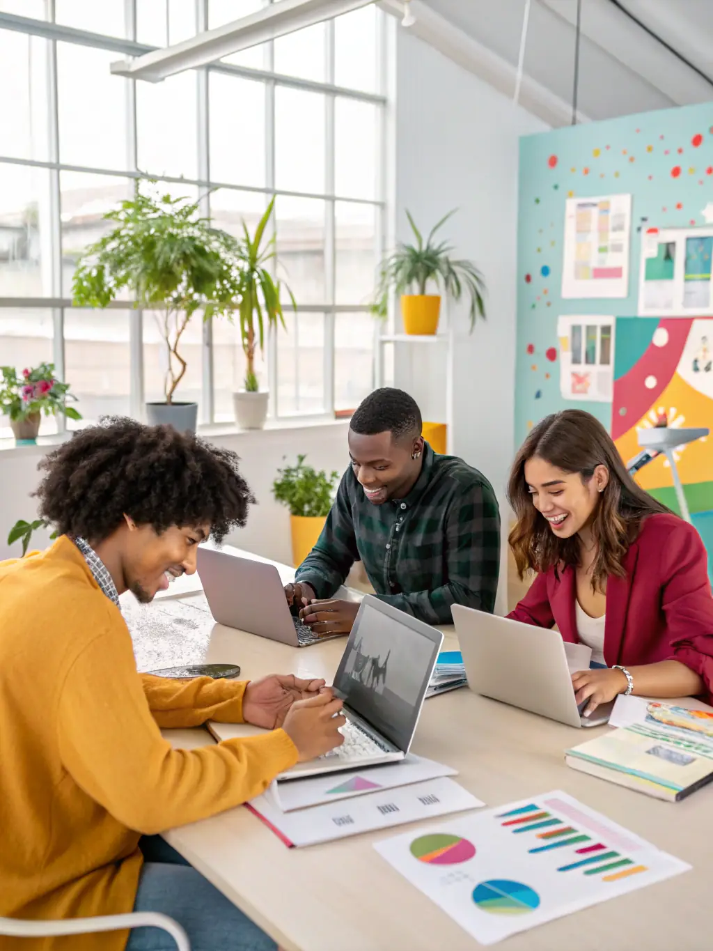 A diverse team of professionals collaborating in a modern office, emphasizing the support and partnership Mulah provides to its clients.