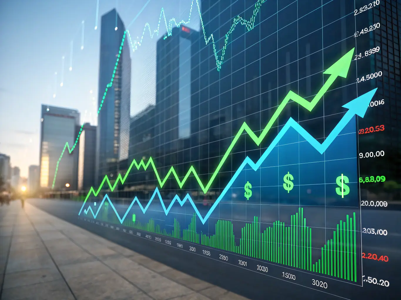 A graphic of a rising graph overlaid on a blueprint of a building, symbolizing business growth and expansion opportunities in the roofing industry.