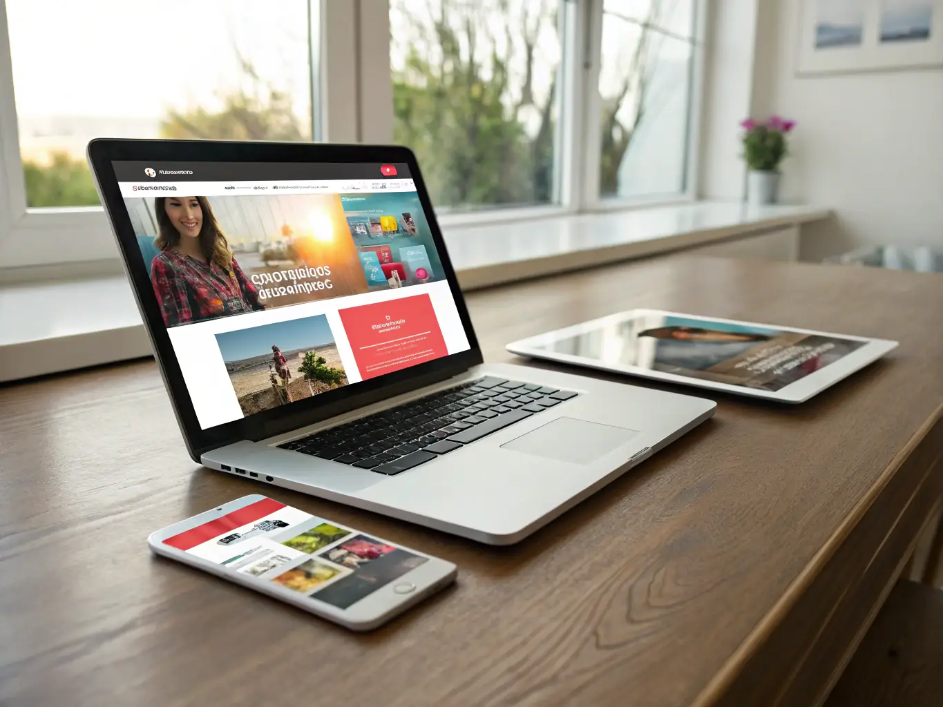 A digital marketing campaign visual, showing a roofing company's ad on various online platforms, highlighting the reach and effectiveness of marketing capital.