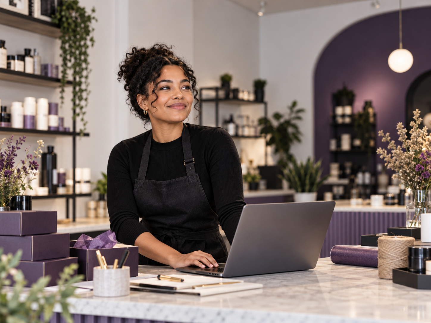 Small business owner managing business operations